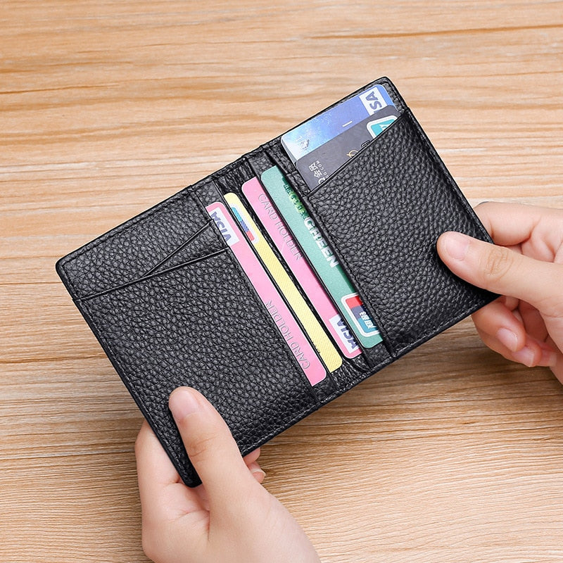 YUECIMIE Super Slim Soft Wallet 100% Genuine Leather Mini Credit Card Holder Wallets Purse Thin Small Card Holders Men Wallet